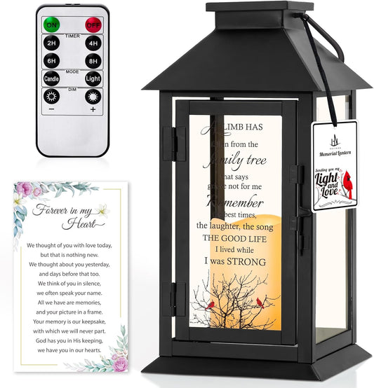 Memorial Lantern Bereavement Gifts in Memory of Loved One Remembrance Sympathy Gifts for Loss of Mother or Father with LED Candle and Remote