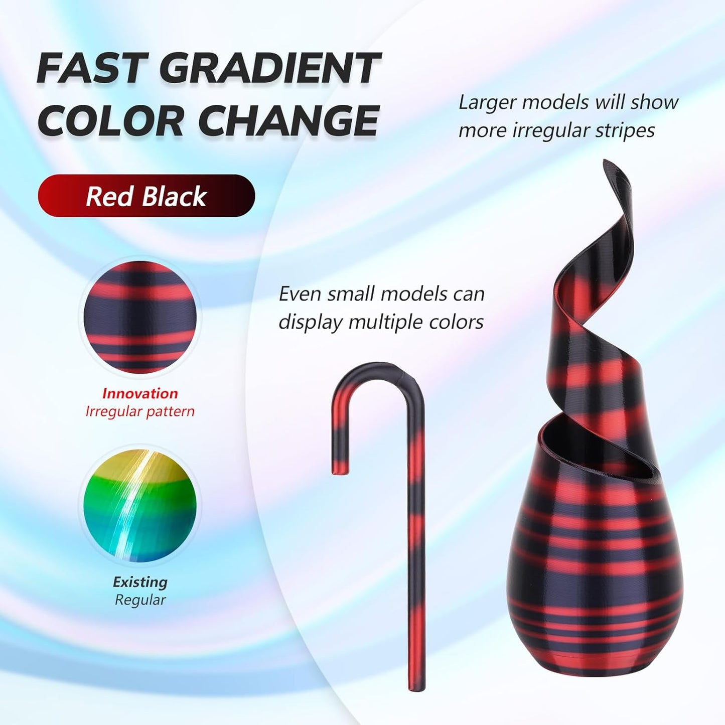 AMOLEN Silk PLA 3D Printer Filament Bundle, Shiny PLA Filament 1.75mm Multicolor Rainbow Pack, Fast Color Change PLA 3D Printing Filament for Most FDM 3D Printer, 1KG X 4 Spools