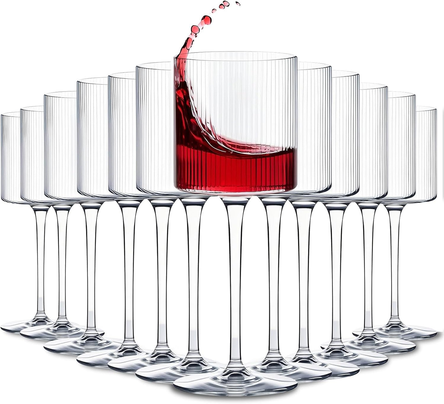 Plastic Goblets Wine Glasses - 12Oz Acrylic Wine Glasses Origami Unbreakable Clear Plastic Cocktail Glasses Recyclable Shatterproof Reusable Wine Cups for Parties & Weddings (Transparent)