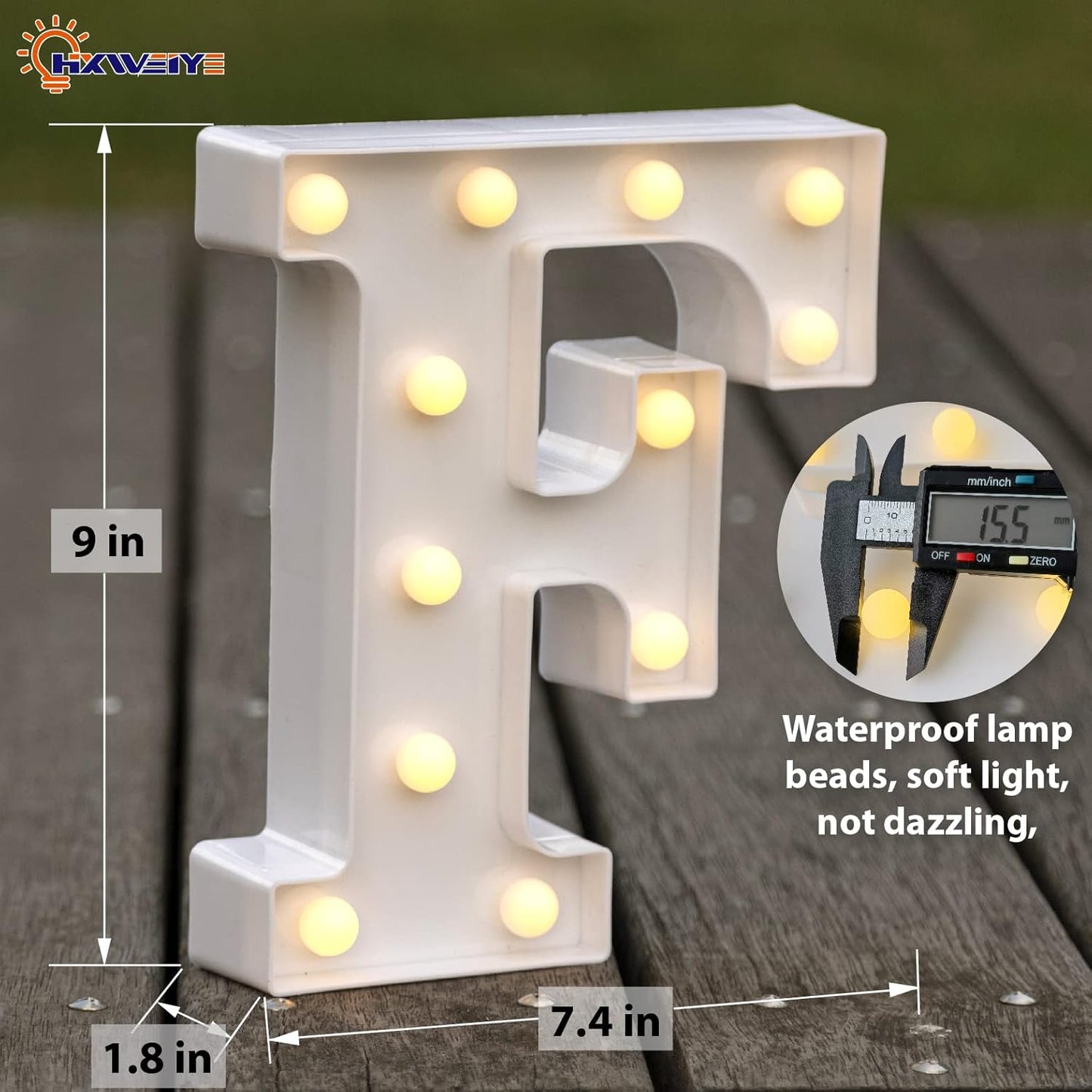 HXWEIYE LED Marquee Letters Lights Sign F, 26 Alphabet Light Up Letter and Number 0-9 Number Warm White Led Letters for Bar Party Birthday Home Wedding Décor