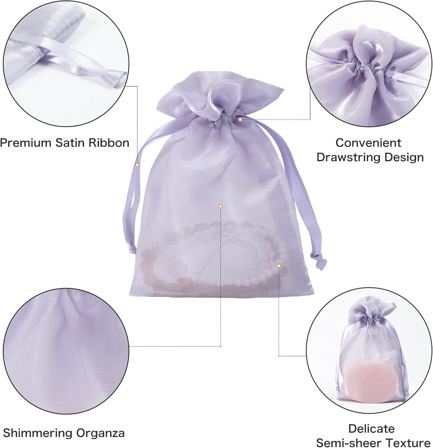 20 Pcs Lilac Purple Small Organza Bags 3X4 inch for Wedding Favors with Drawstring, Mini Mesh Gift Bags Jewelry Pouch for Candy Bridal Shower Party Favor Baby Shower Christmas