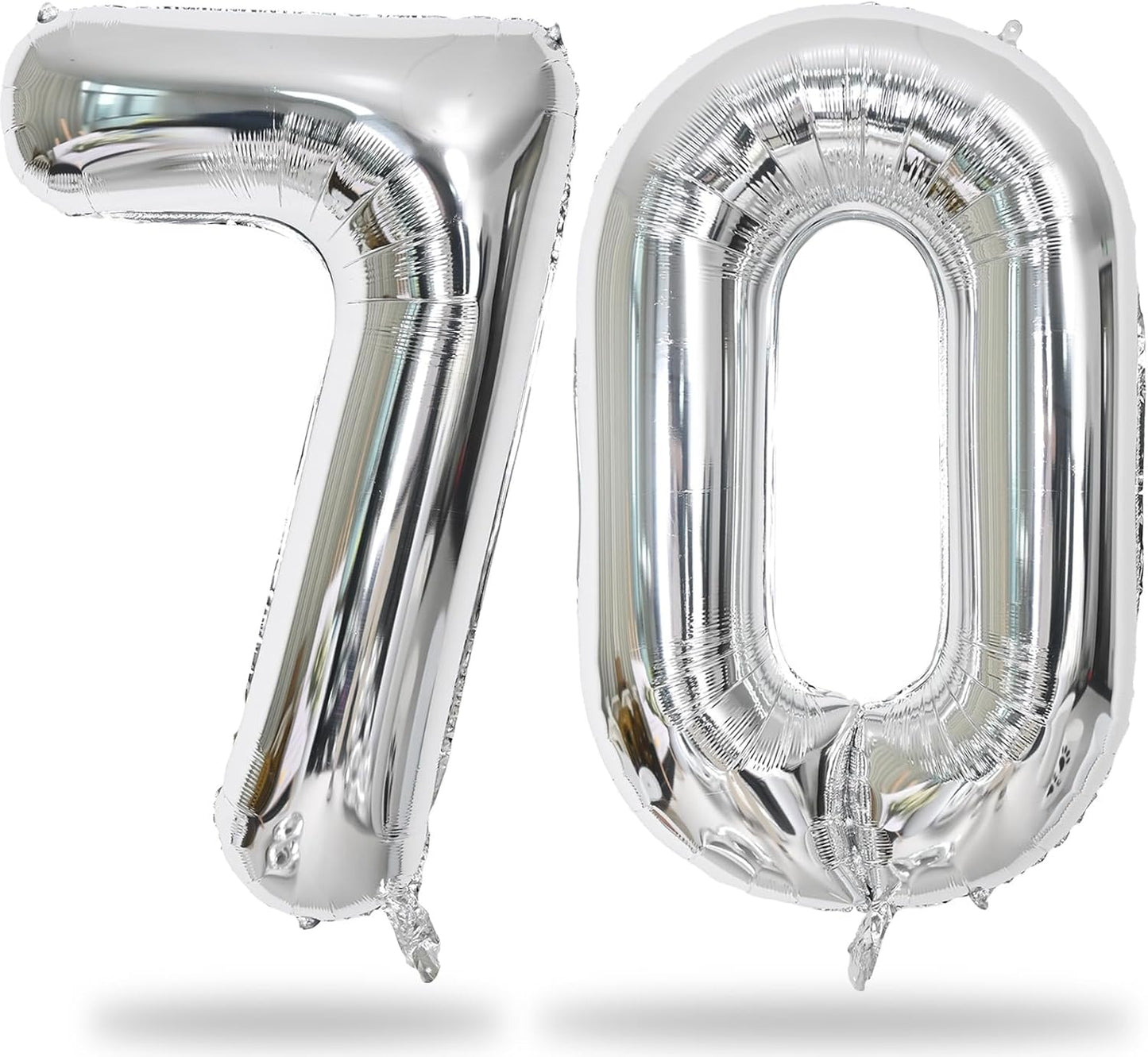 Silver 70th Birthday Balloons for Men, 40 Inch Mylar Self Inflating 70 Balloon Numbers, Large Foil 7 and 0 Helium Number Balloons for Women 70th Birthday Party Decorations Anniversary Decor Supplies