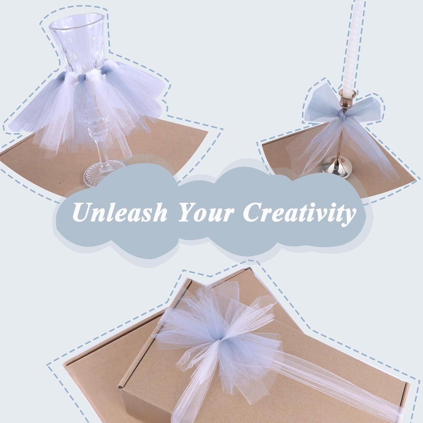 Foggy Blue Tulle Fabric Roll 6" by 100 Yards (300 ft) Soft Tulle Spool for DIY Crafting Favor Supplies, Tutus, Wedding, Party Decorations, Gift Wrapping