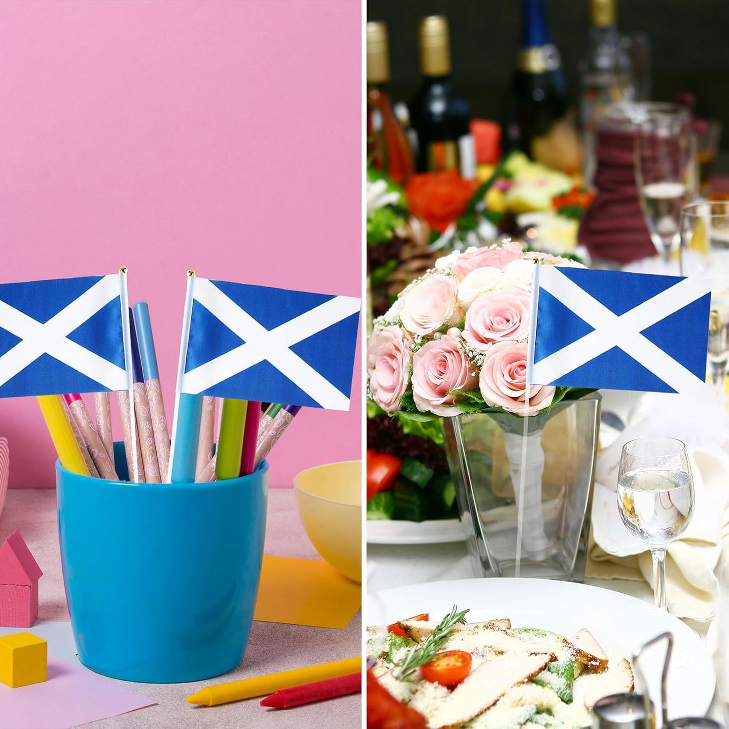 Scotland Flag Scottish Flag, Small Mini Handheld Scotland Flags on Stick, Ideal for Party Parades Sports Events Patriotic Festival Decorations