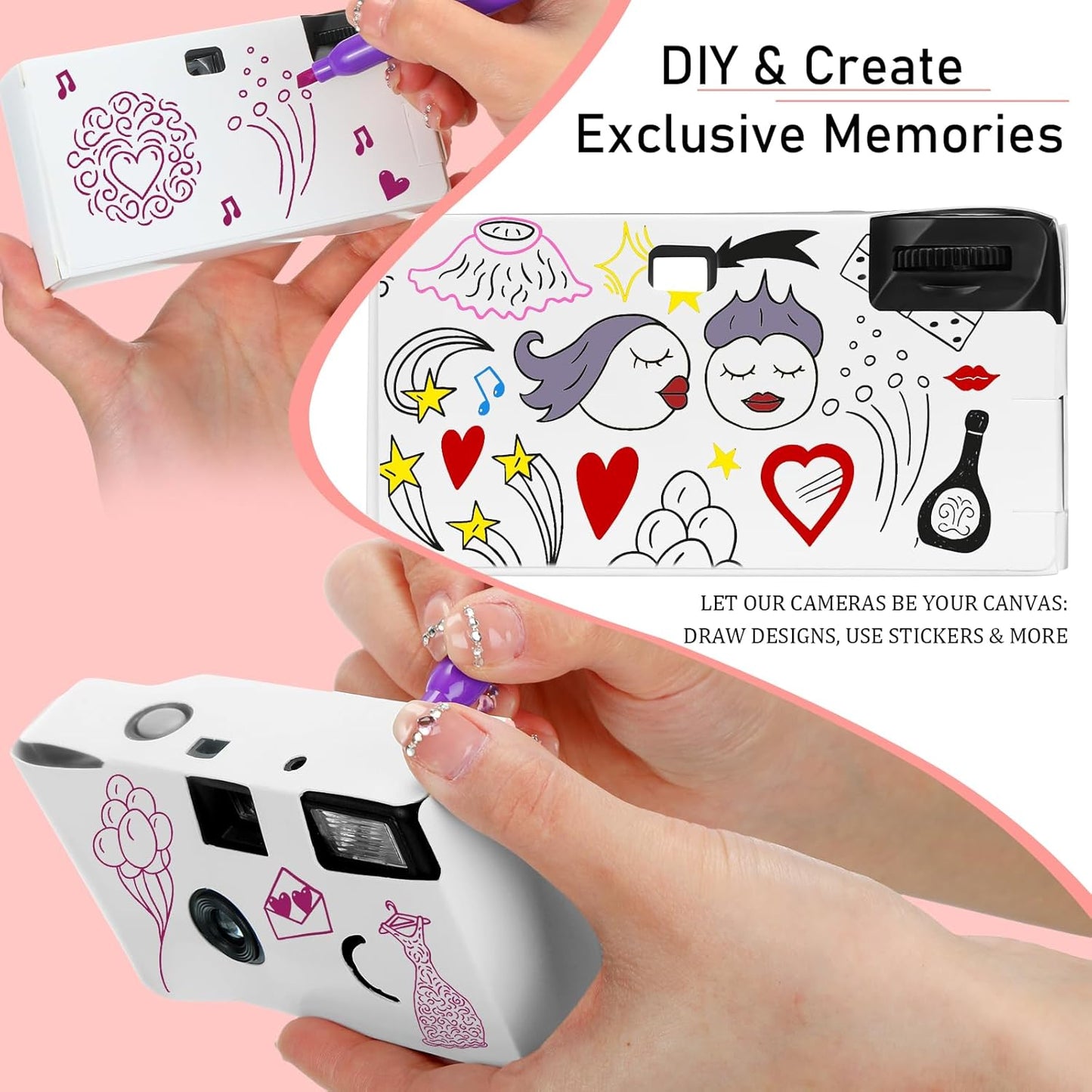 Kanayu 14 Packs DIY Disposable Cameras Bulk, White Single Use Camera with 35mm Iso 400 Film Bright Flash for Weddings, Baby Showers, Birthday Parties Anniversary Events, Easy to Use, Vintage