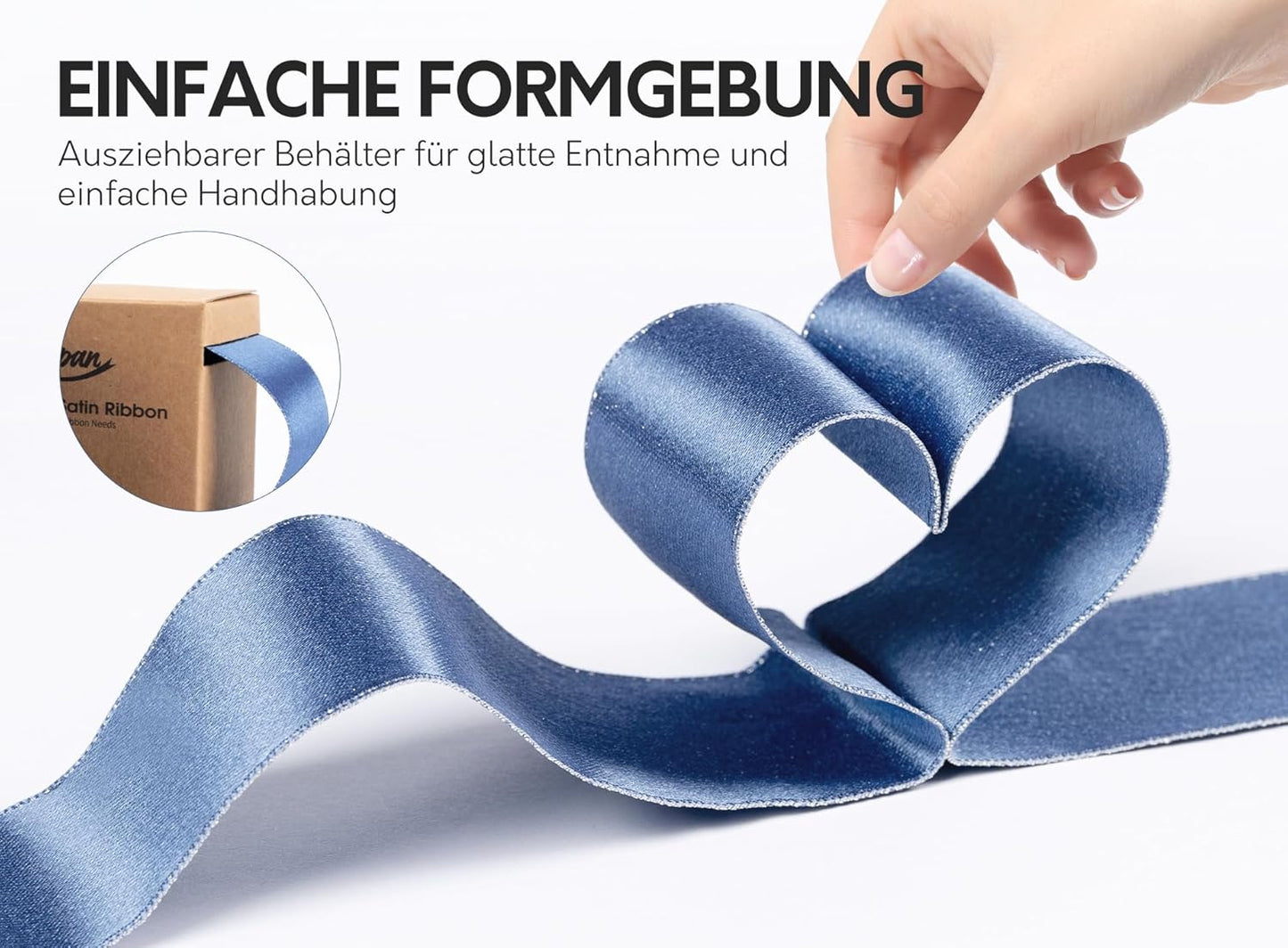 Dusty Blue Satin Wired Ribbon 1-1/2 Inch Double-Faced Sliver Glitter Christmas Ribbons for Wreath, Tree Decoration, Gift Wrapping, Home Decor 10 Yards