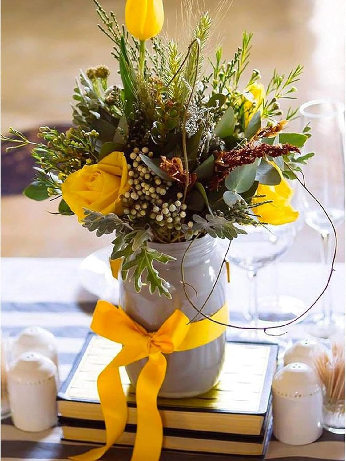 1" x 50 Yards Yellow Satin Ribbon Single Faced Fabric Ribbons for Gift Wrapping, Crafting, Bows Making, Flower Bouquet, Wedding, Home Decor