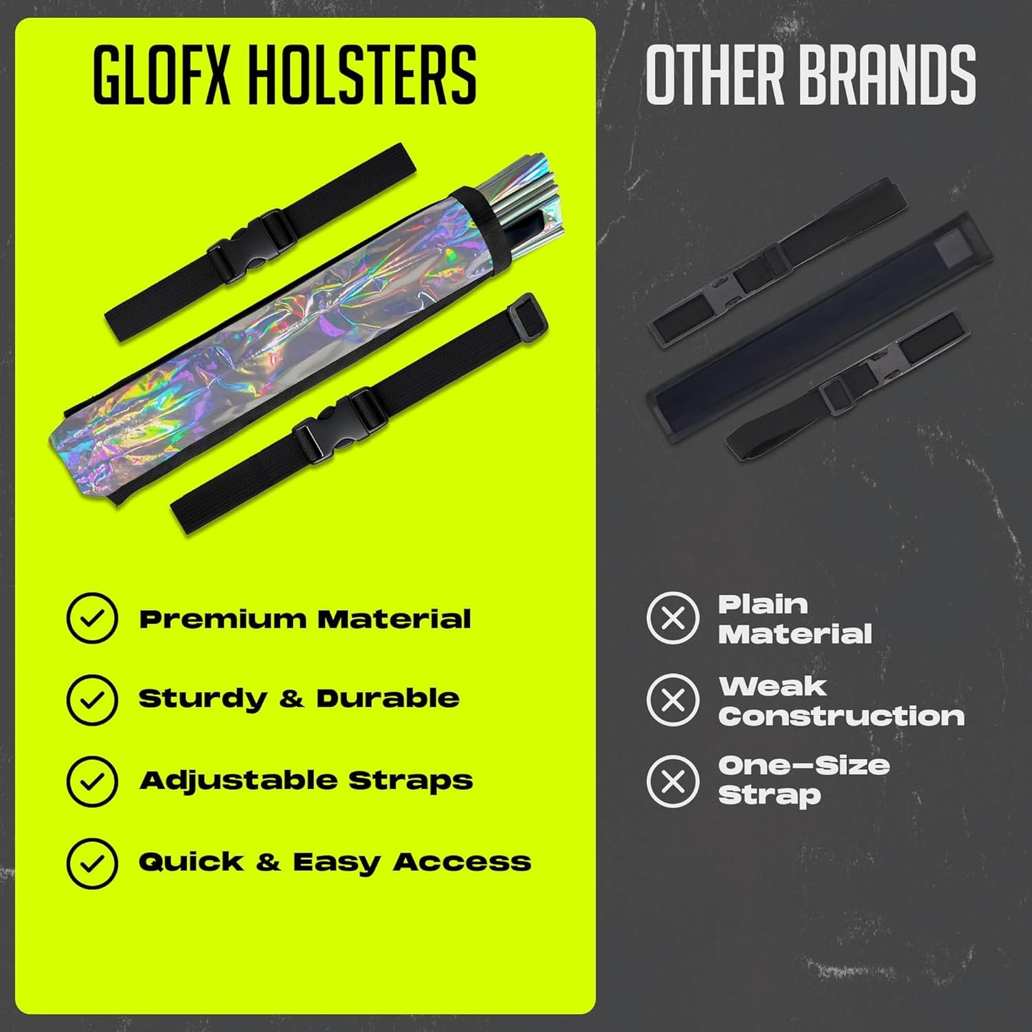 GloFX Black Folding Fan Holster – Universal Belt Holster for 13-Inch Handheld Fans – Waist Clip Fan Holder for Festivals, Dance, and Everyday Use