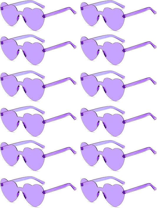 12/20/24 Pairs Heart Sunglasses for Women Men, Trendy Heart Shaped Rimless Transparent Sunglasses, Bachelorette Party