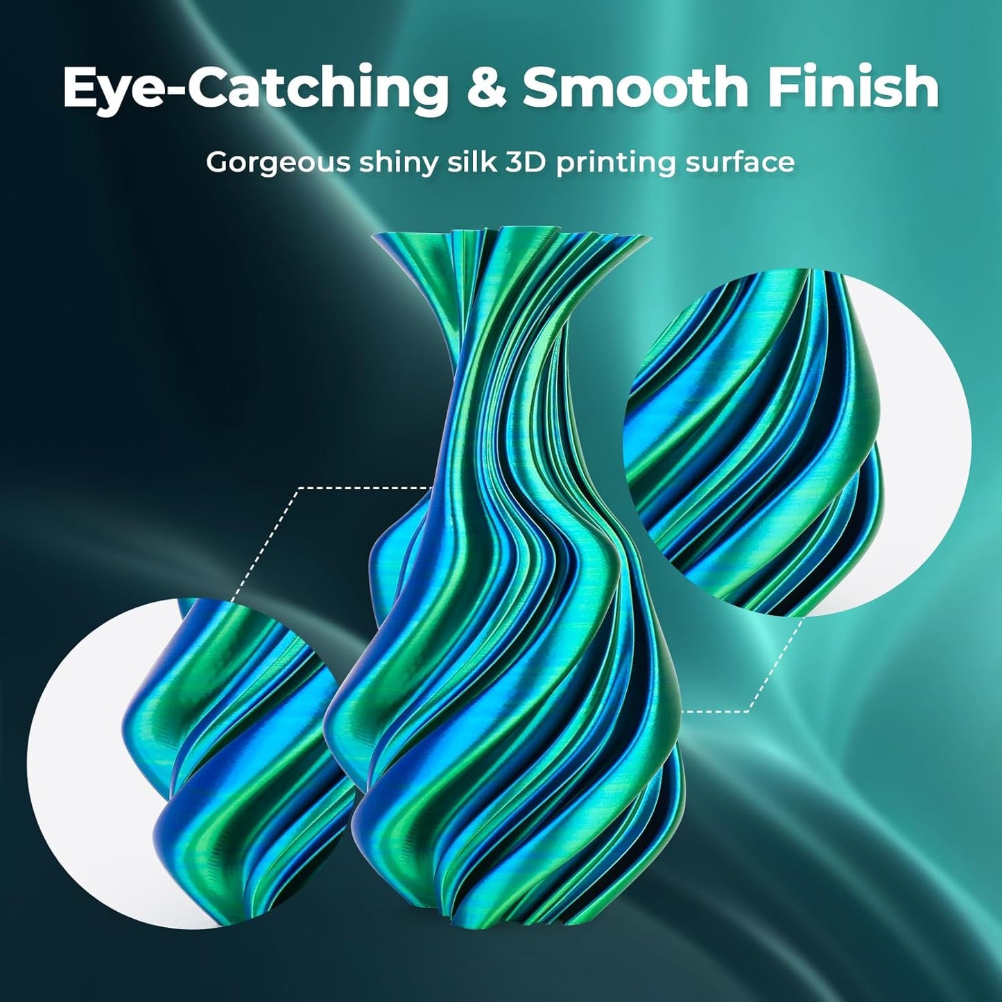 AMOLEN Silk PLA 3D Printer Filament Bundle, Shiny Dual Color PLA Filament 1.75mm Pack, Multi Color Change PLA 3D Printing Filament for Most FDM 3D Printer, 1KG X 4 Spools