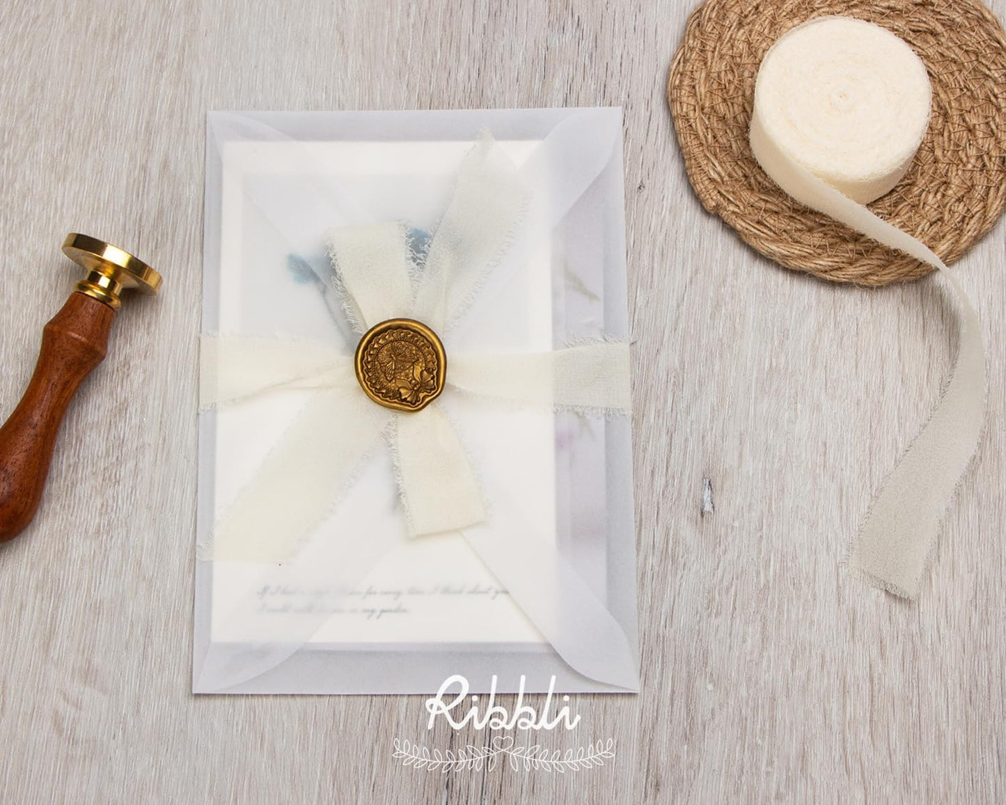 Ribbli Ivory Ribbon 1 Inch x 3 Rolls Total 24 Yards Ivory Handmade Fringe Chiffon Silk Ribbon for Wrapping Wedding Invitations Bridal Bouquets DIY Crafts Home Decor