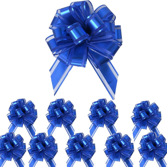 Small Pull Bows, 10 PCS 4 Inch Navy Blue Gift Bows for Wrapping,Basket, Wedding,Birthday Party,Flower Bouquet Decoration