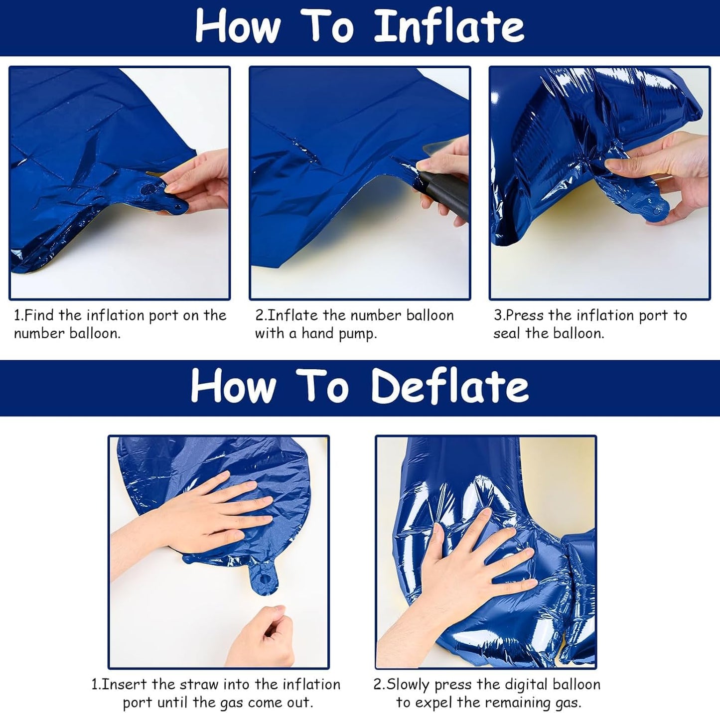 40" Balloon Number 2 Navy Blue, Large Dark Blue Foil Number Balloons Set 0-9, Royal Blue 2 Helium Balloons for Boys 2nd 12th 20th Birthday Anniversary Graduation Party Decoration Supplies