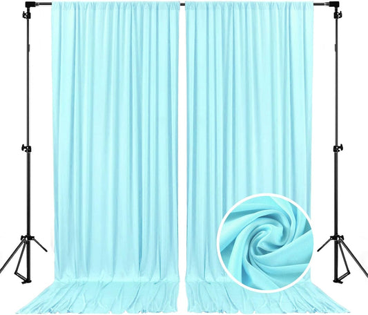 10 x 7 Feet Light Blue Backdrop Curtain for Partie, Background Curtains for Photoshoot, Birthday, Wedding, Halloween, Thanksgiving, Christmas, New Year Party Decorations 5Ft x 7Ft, 2 Panels