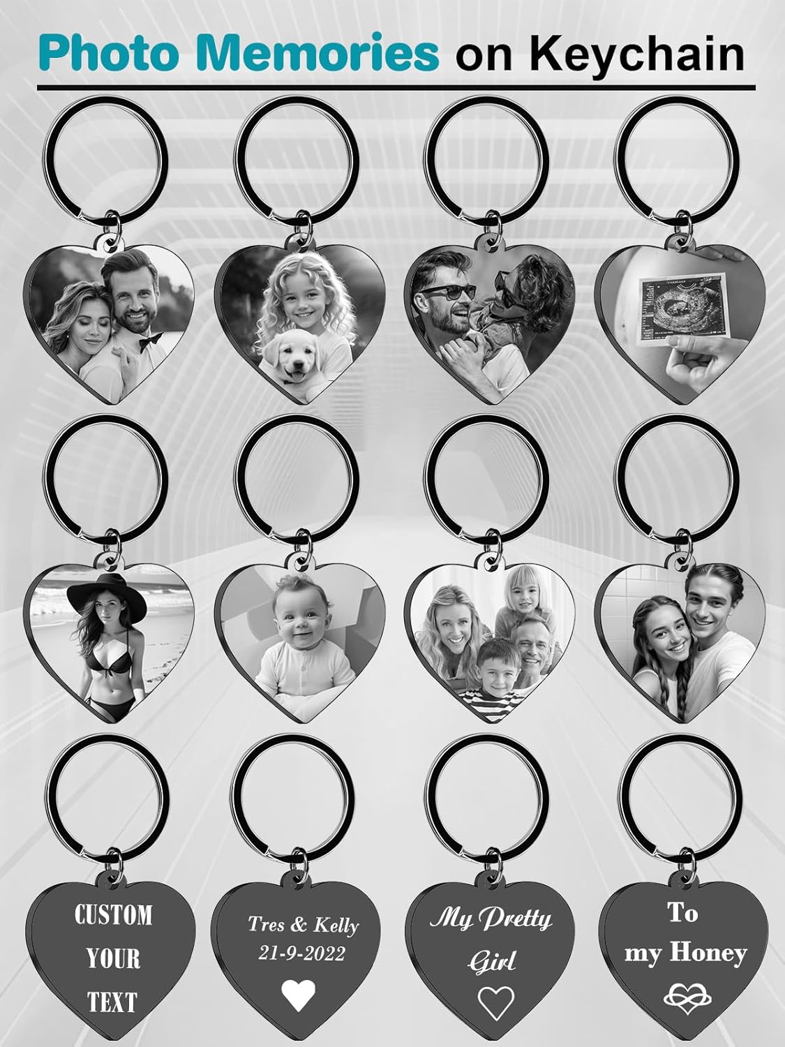 Custom Keychain with Picture - Personalized Photo LOGO Text Customized Key Chain for Boyfriend Dad Men Gifts