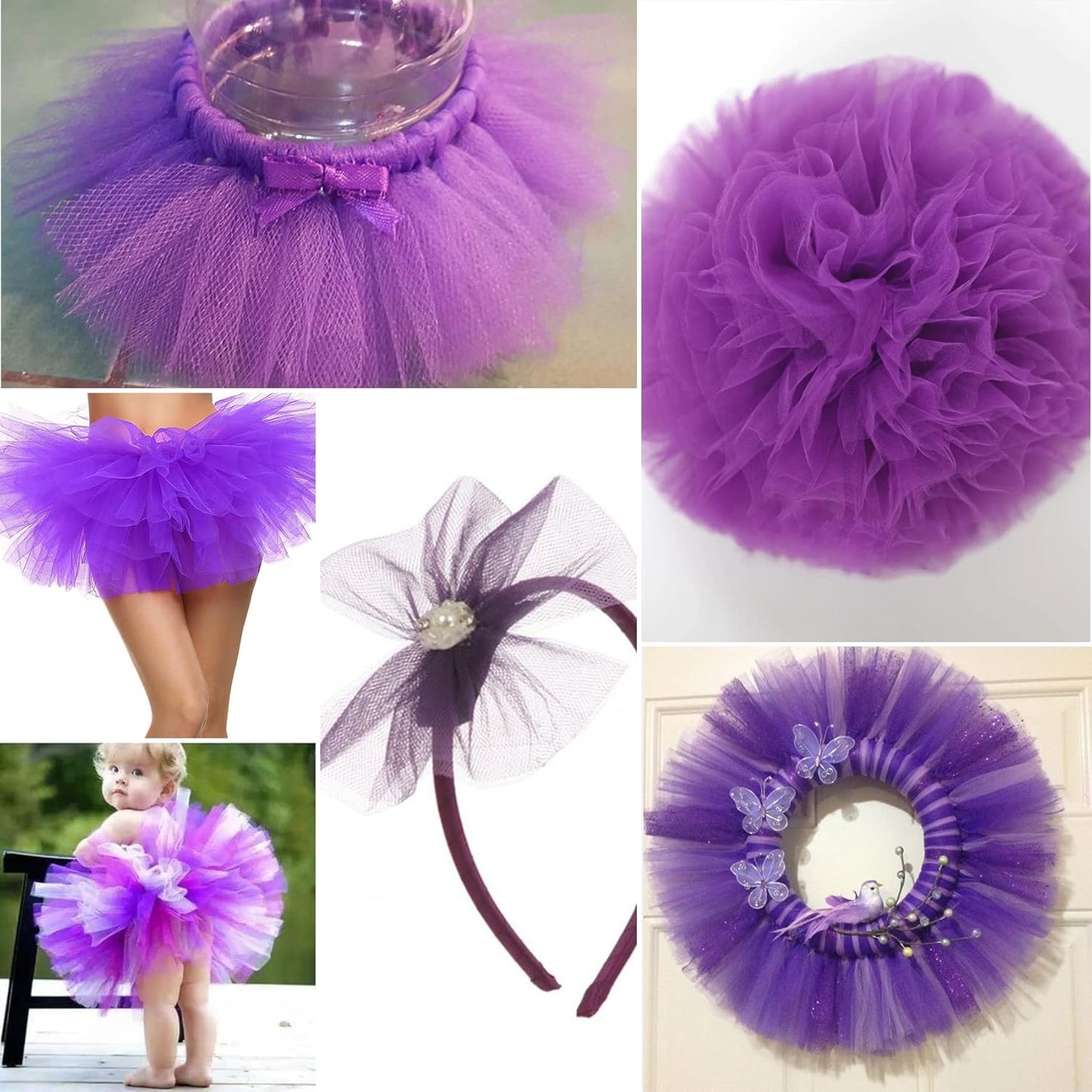 Purple Tulle Fabric Rolls 54 Inch by 10 Yards Fabric Tulle Bolt for Wedding Halloween Decorations Gift Wrapping DIY Tutu Baby Shower Table Skirt Birthday Party Craft Supplies