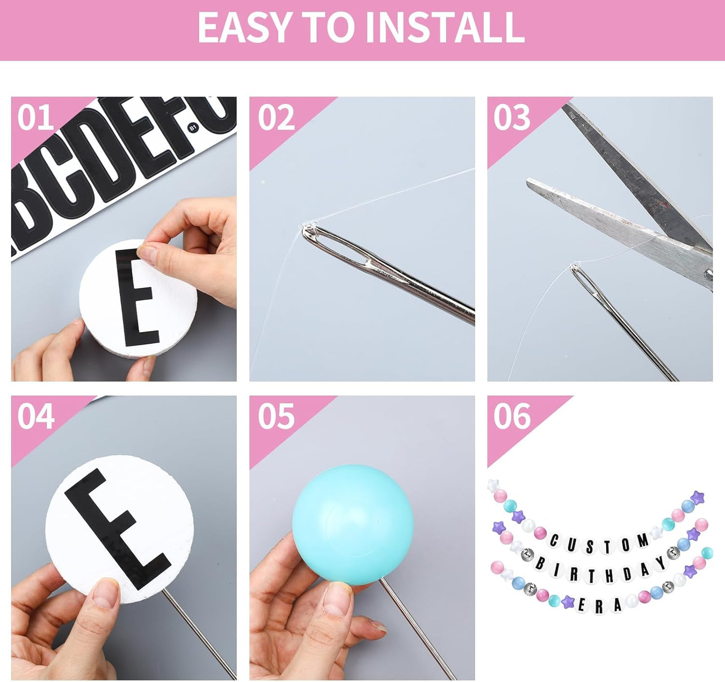 Giant Friendship Bracelet Garland Kit, DIY Birthday Banner with Letters Ball Jumbo Customizable Friendship Bracelet Decor for Halloween Christmas Wedding Party(Macaron)