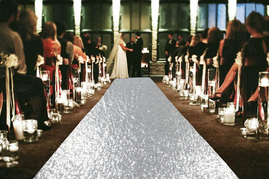 ShinyBeauty 4Ft x 20Ft Silver Sparkly Wedding Aisle Runner - Ideal for Prom, Beach & Outdoor Weddings Floor Carpet Runner for Stairs Decoration