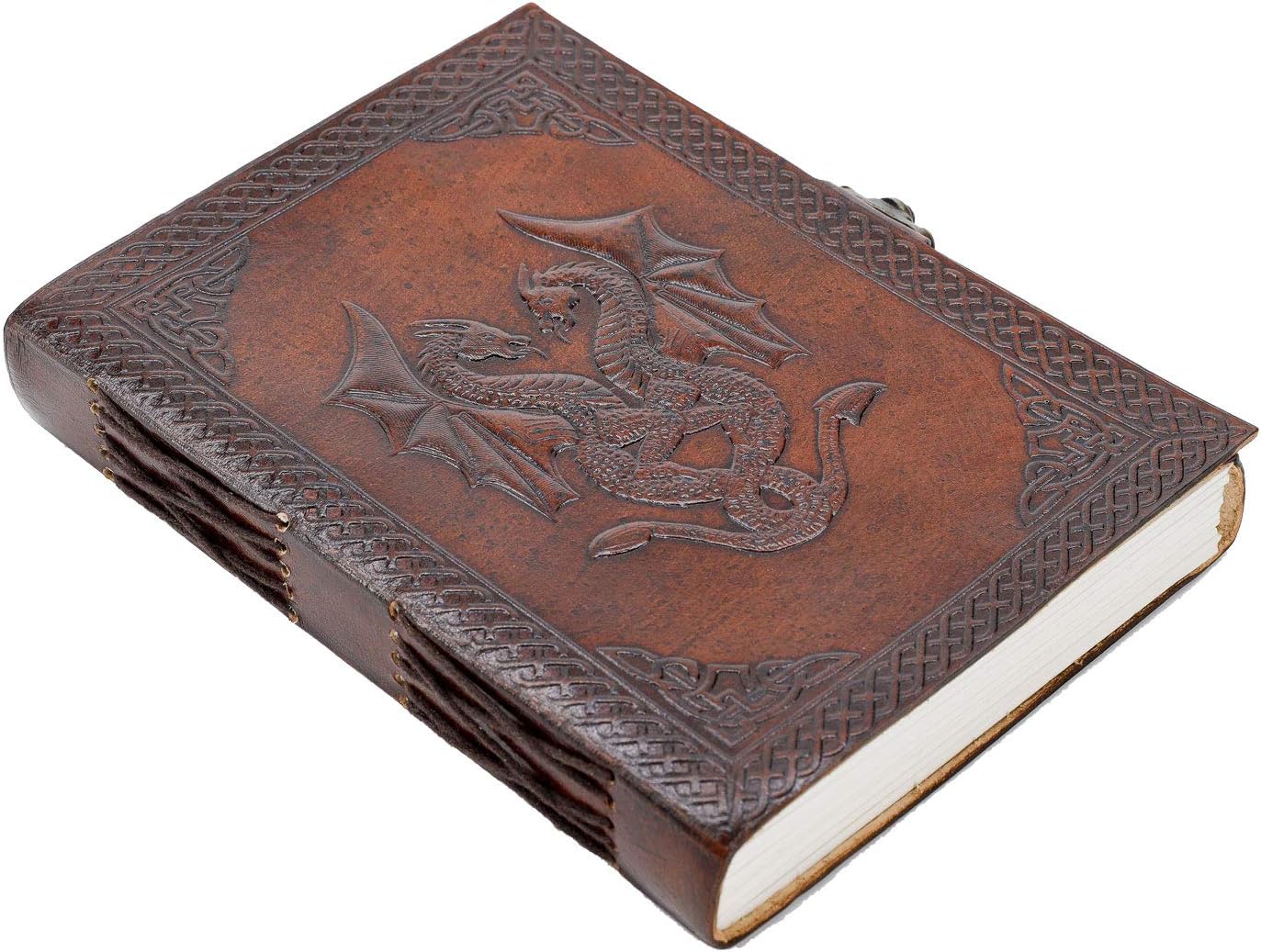 Handmade Leather Double Dragon Journal | Writing Notebook Diary | Bound Daily Notepad for Men & Women Unlined Paper Medium, Writing pad for Artist, Sketch