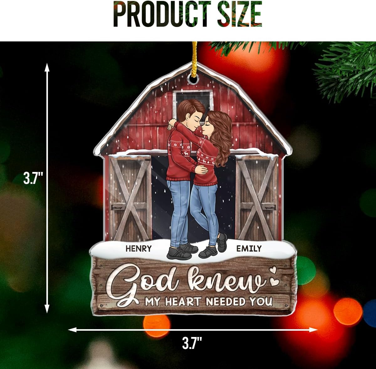 Pawfect House God Knew My Heart Needed You, Personalized Christmas Ornaments Gifts for Couples, Christmas Anniversary Birthday Gifts for Husband, Wife, Wooden Ornaments, Housewarming Gift for Her, Him