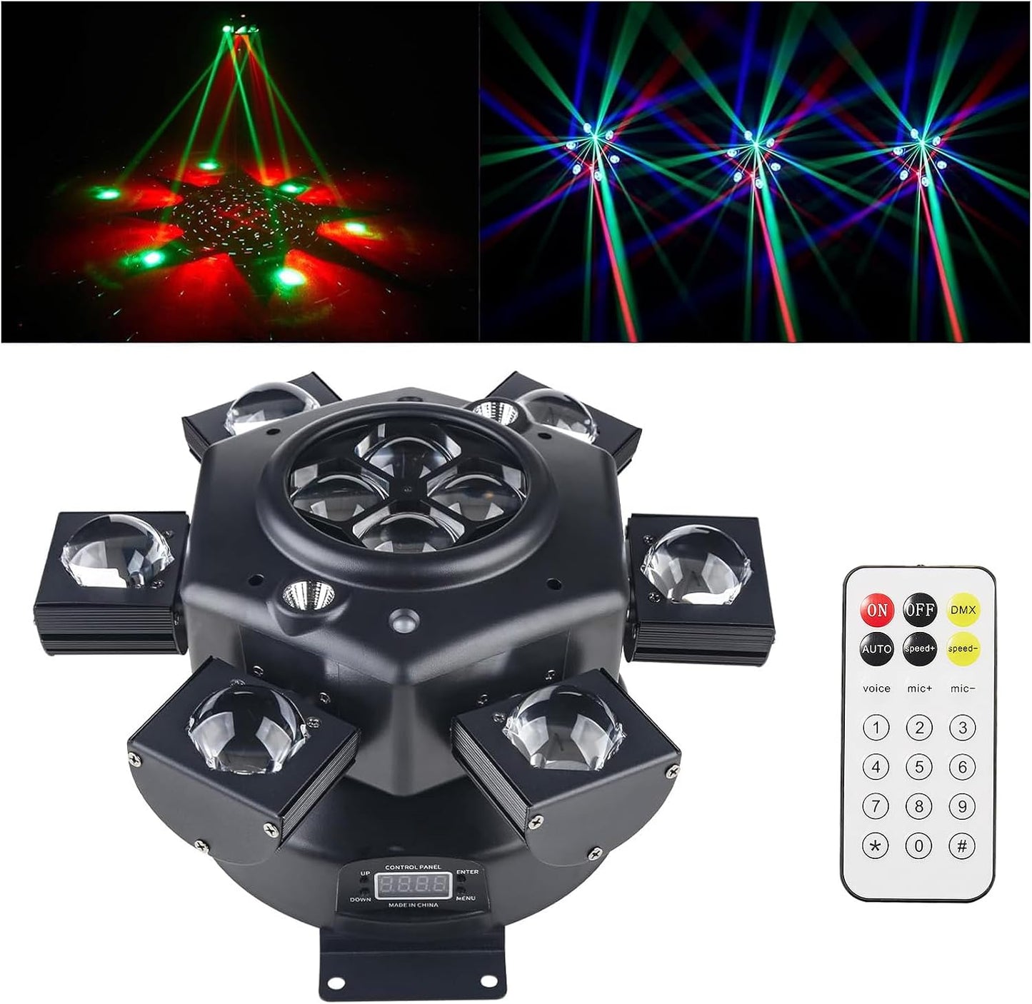 DJ Party Light, 150W RGBW 4in1 LEDs Stage Lights, DMX 512 Control Infinite Rotation With Sound Activated for Wedding, Party and Live House