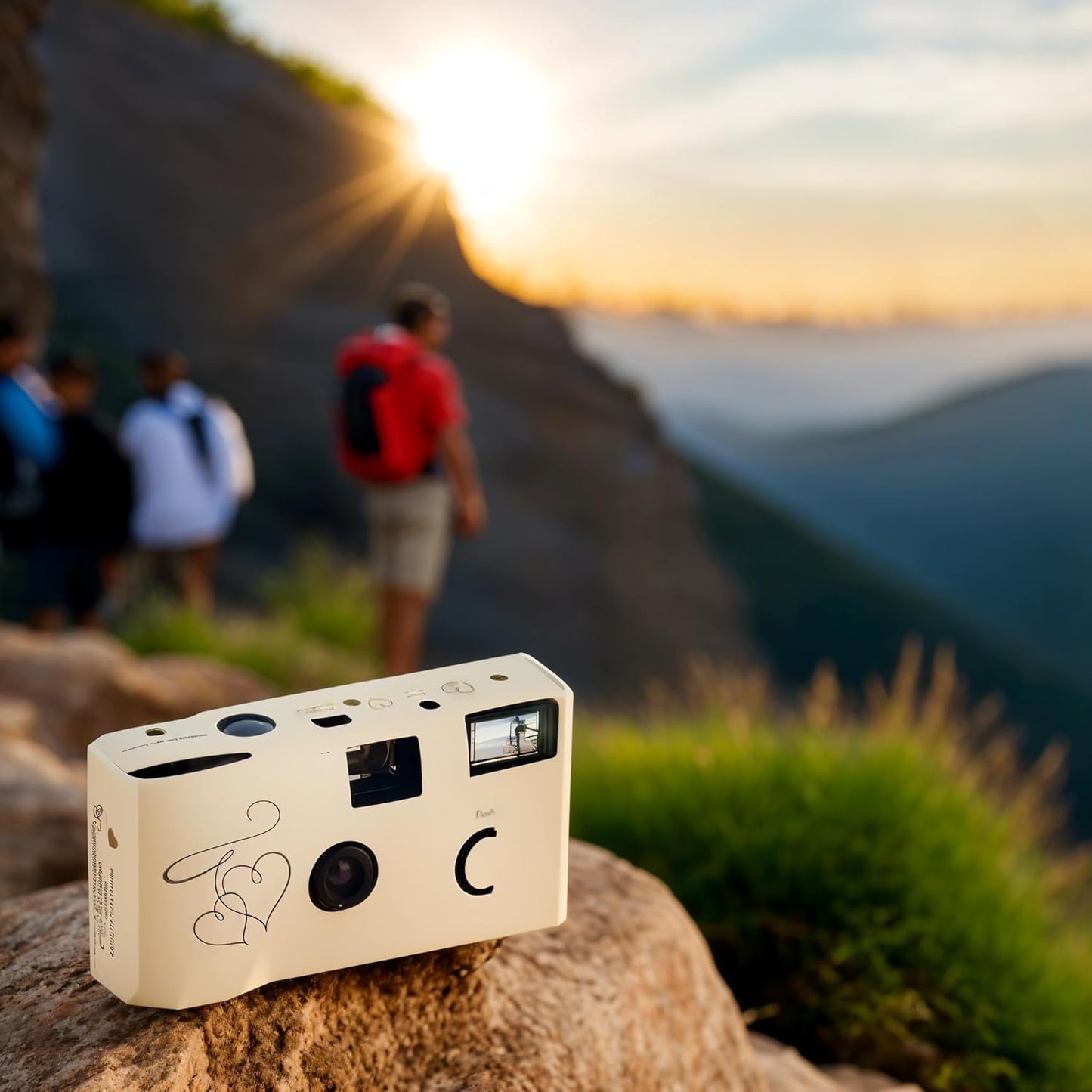 Weddingstar Disposable Camera with Flash - Single Use 35mm Film Camera for Wedding or Party Favors - Gold Enchanted Hearts (10 Pack)