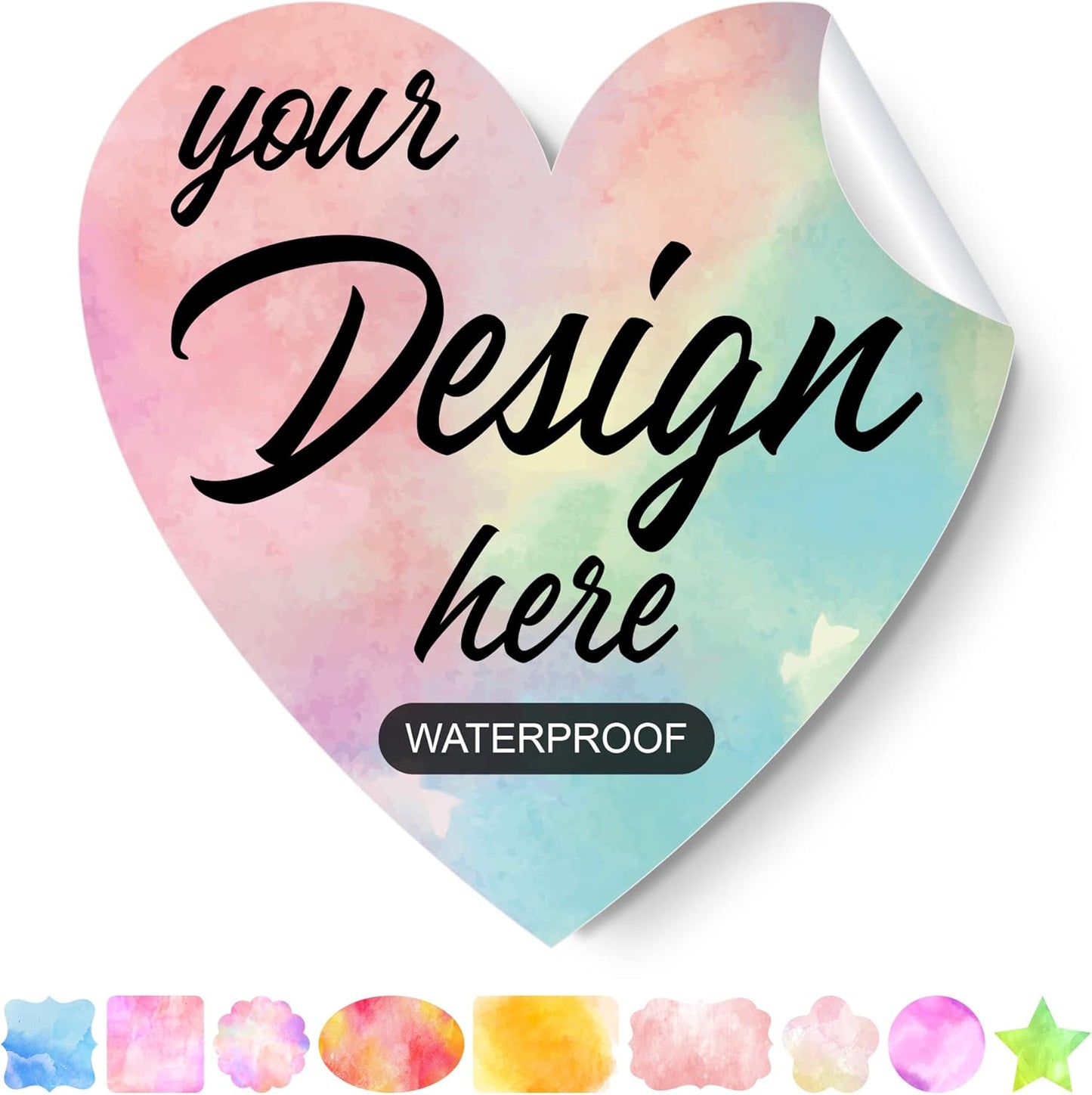 Custom Stickers Personalized Labels - Customized Stickers with Any Design Image Logo Text,Custom Stickers for Business Logo,Custom Thank You Label Stickers,100 Labels (Heart,5"x5")