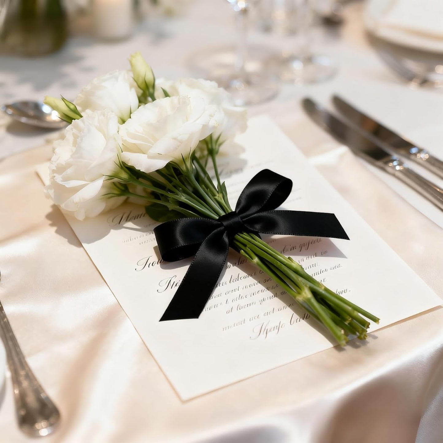 1 Inch 100 Yards Satin Ribbon Black, Solid Color Fabric Ribbon for Gift Wrapping, Wedding, Polyester Gift Ribbon for Birthday Party Decoration, Craft, Hair, Floral, Sewing