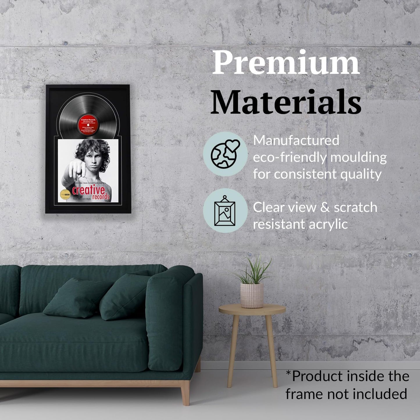 Creative Picture Frames 16" x 24" Jukebox Vinyl Frame Display with Double Matting, LP Record Album Frame for Wall Decor, Black/Black, 1 Count