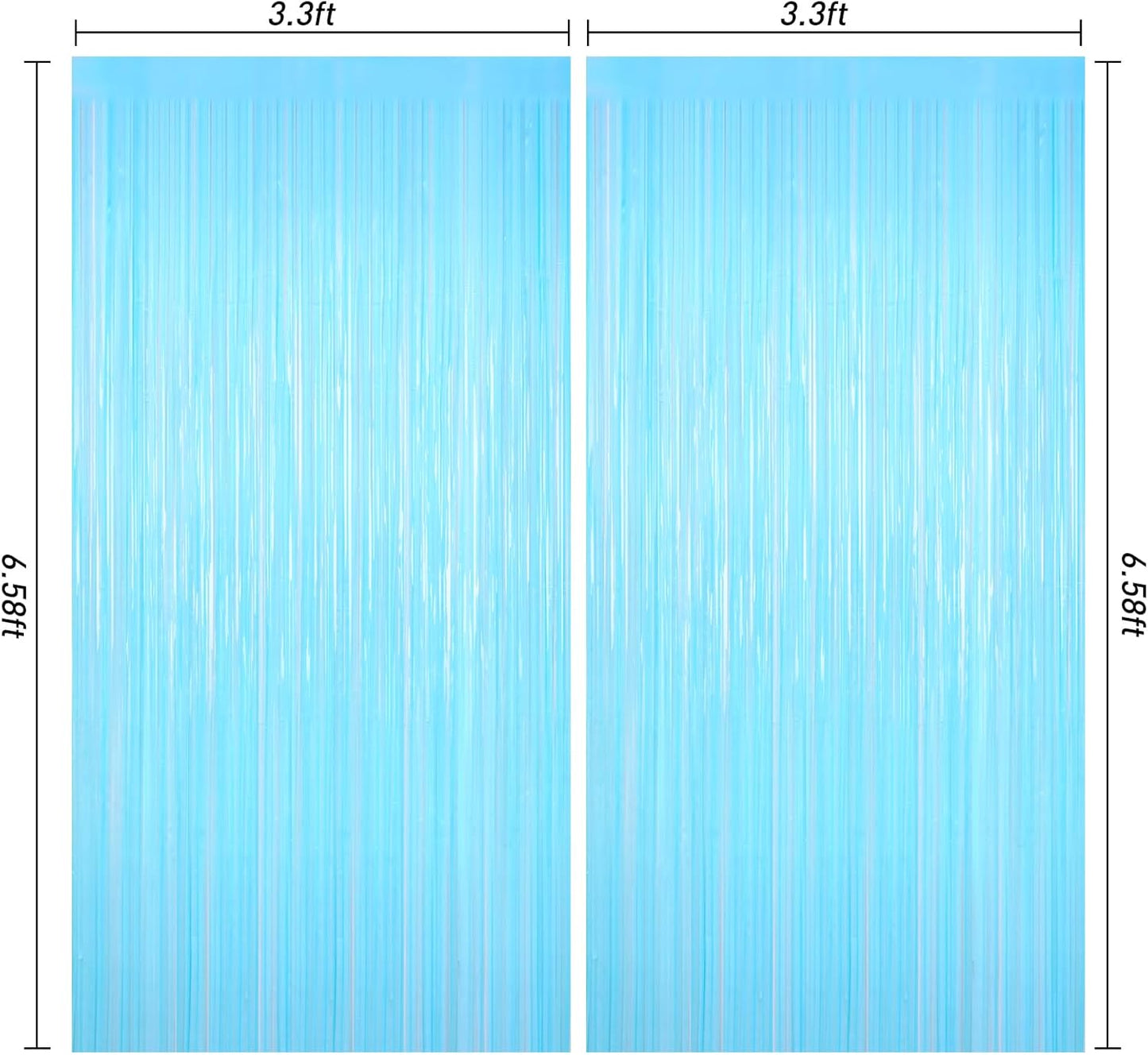 Macaron Light Blue Tinsel Backdrop Foil Fringe Curtains, 2Pack Fringe Backdrop for Birthday Door Decorations, Wedding Baby Shower, Party Supplies for Bachelorette, Graduation, Christmas, Disco Decor