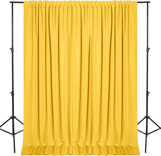 DWCN 10x10 FT Backdrop Curtains for Parties, Photography Backdrop Drapes with Rod Pockets for Wedding Decorations Stage Birthday Family Gatherings, 2 Panels 5ft x 10ft, Yellow