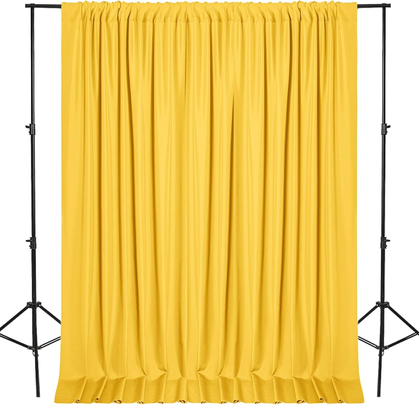 DWCN 10x7 FT Backdrop Curtains for Parties, Photography Backdrop Drapes with Rod Pockets for Wedding Decorations Stage Birthday Family Gatherings, 2 Panels 5ft x 7ft, Yellow
