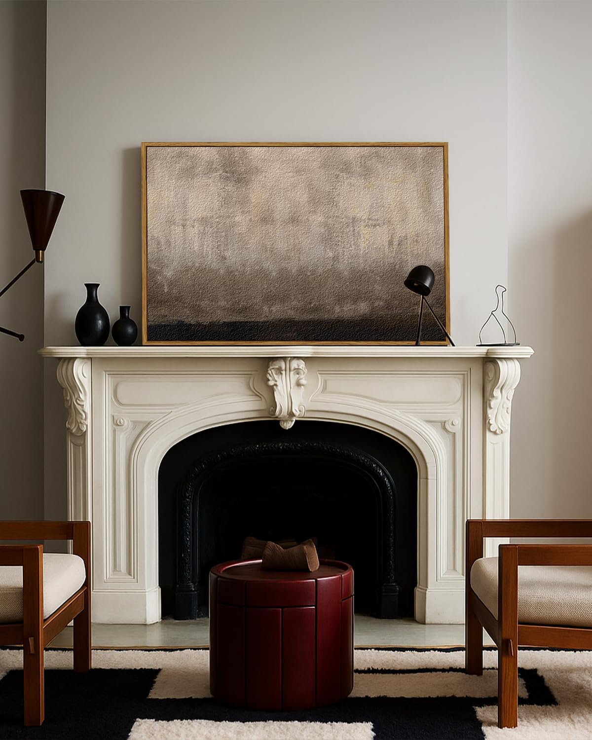 ARPEOTCY Large Framed Canvas Wall Art, 24x36 Inch, Modern Minimalist Abstract Art Prints, Contemporary Neutral Decor for Living Dining Room Hallway Bedroom Fireplace, Sandstone Textured Decor