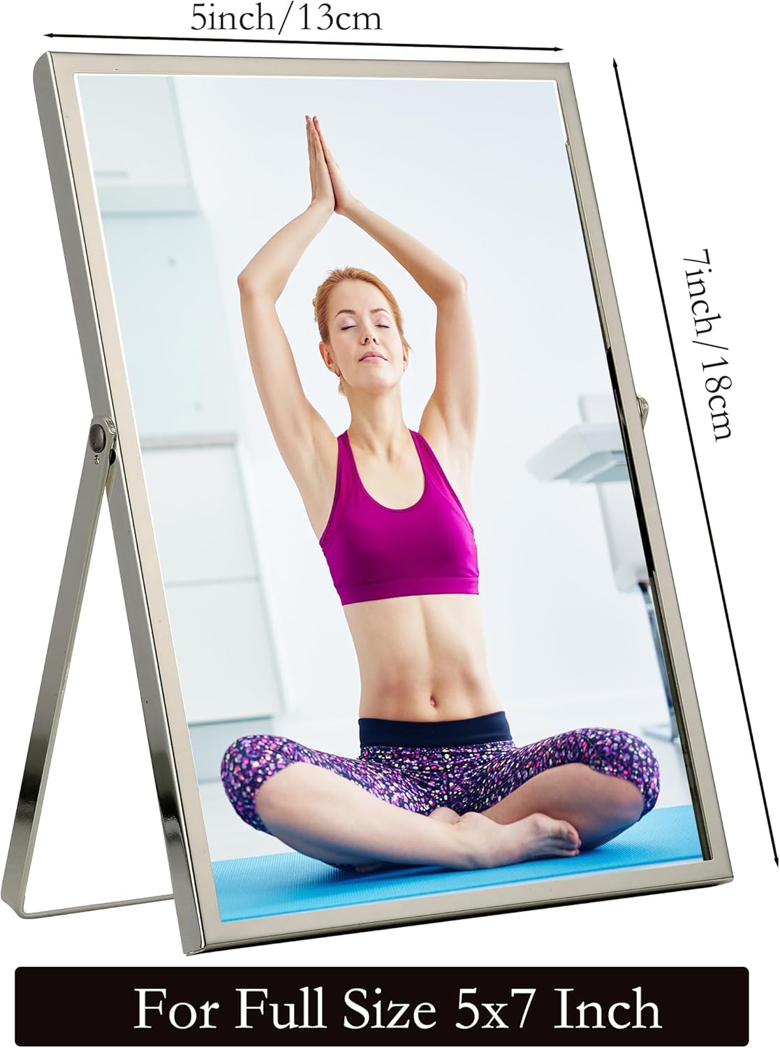 Silver 5x7'' Floating Frame Set of 2, For Photo Sizes ( 3.5x5'', 4x 6''), Silver Plated Metal Frames 5x7'' for Tabletop/Shelf Display, Classy Gift Choice for Wedding, Thanksgiving, Christmas,Birthady.