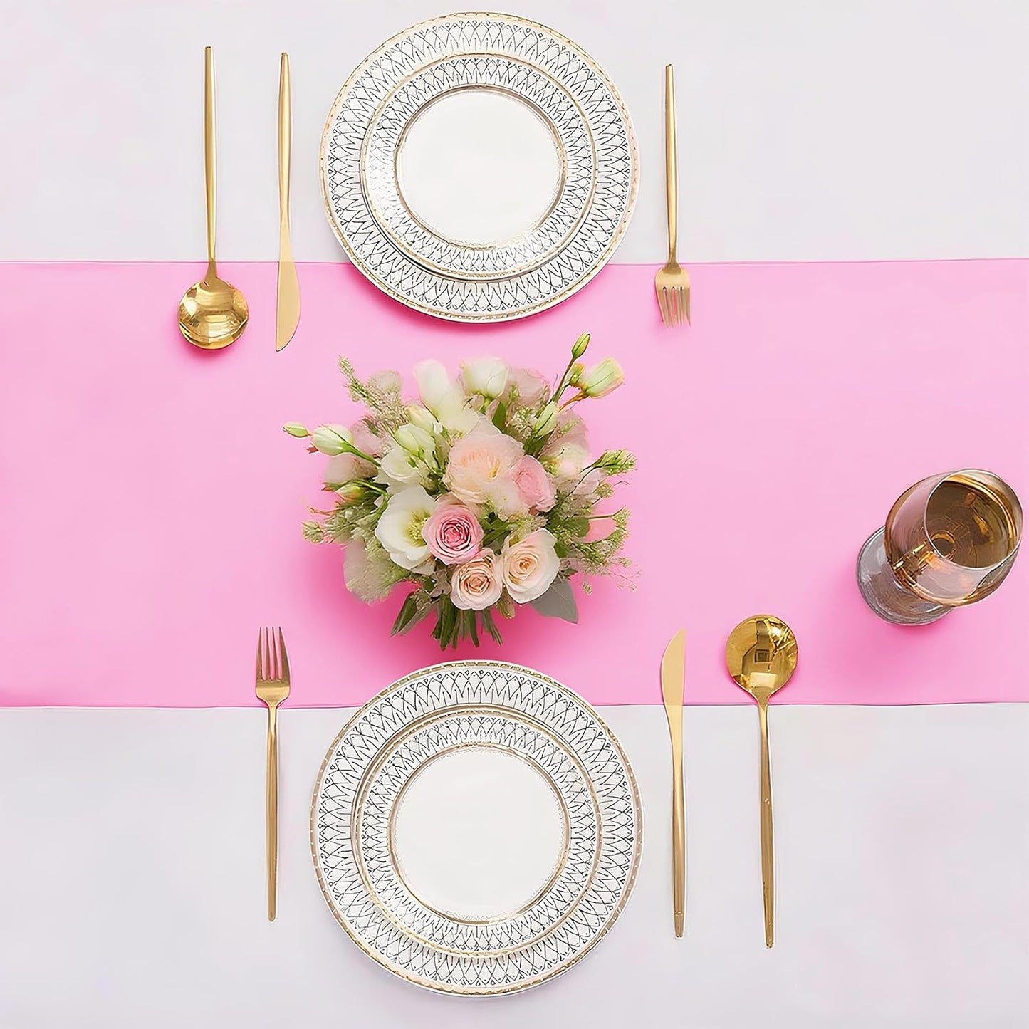 SHEJIZE 10 Pack Pink Satin Table Runner 12x108 Inches Long, Bright Silky Smooth Satin Table Runner Table Decor for Wedding Banquet Christmas Prom Event Birthday Party