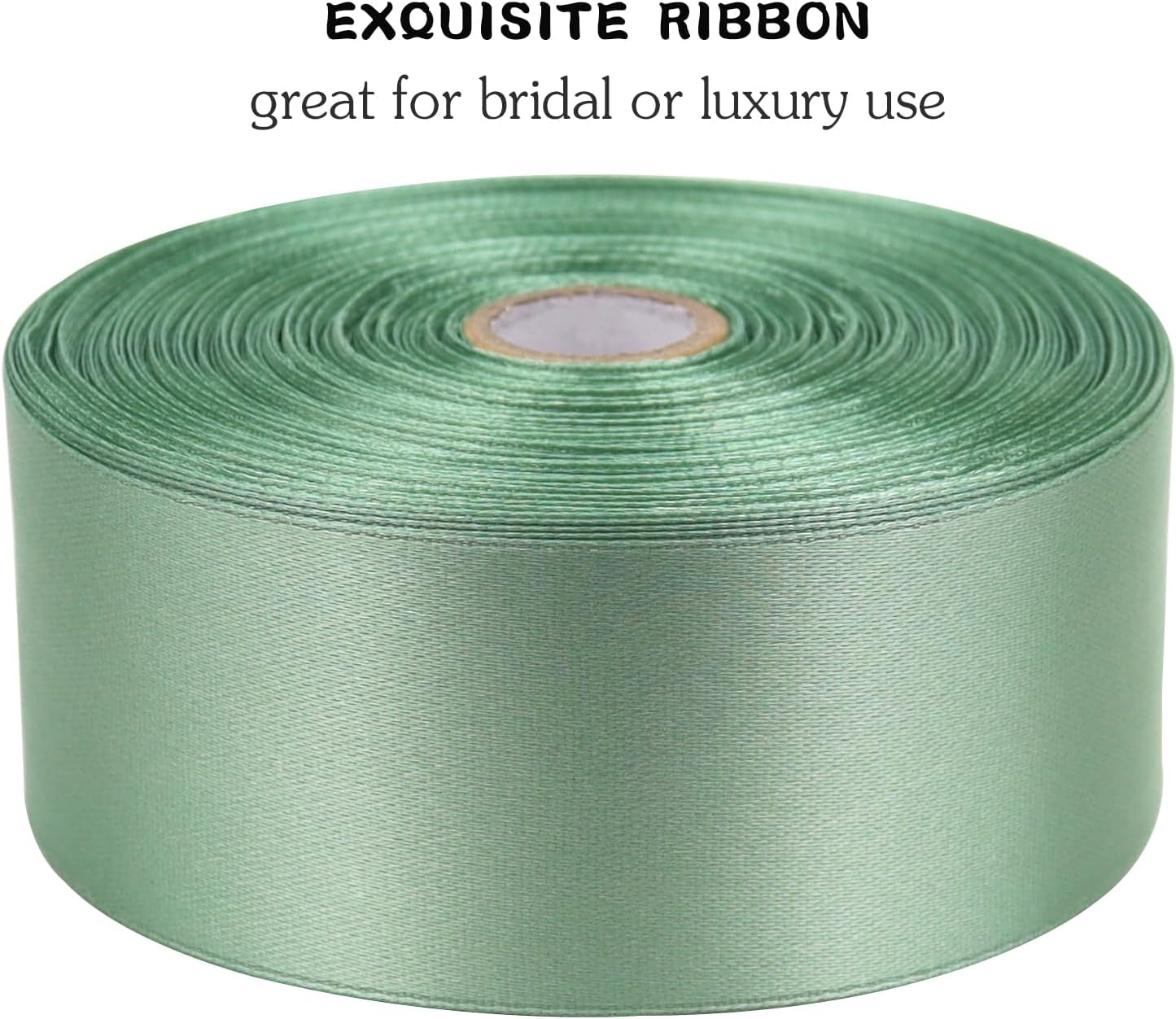 Sage Green Solid Satin Ribbon 1-1/2 Inch 50 Yards Solid Polyester Fabric Ribbon for Gift Wrapping Wedding Christmas Baby Shower Birthday Party Decoration Handmade Immortal Flower Craft