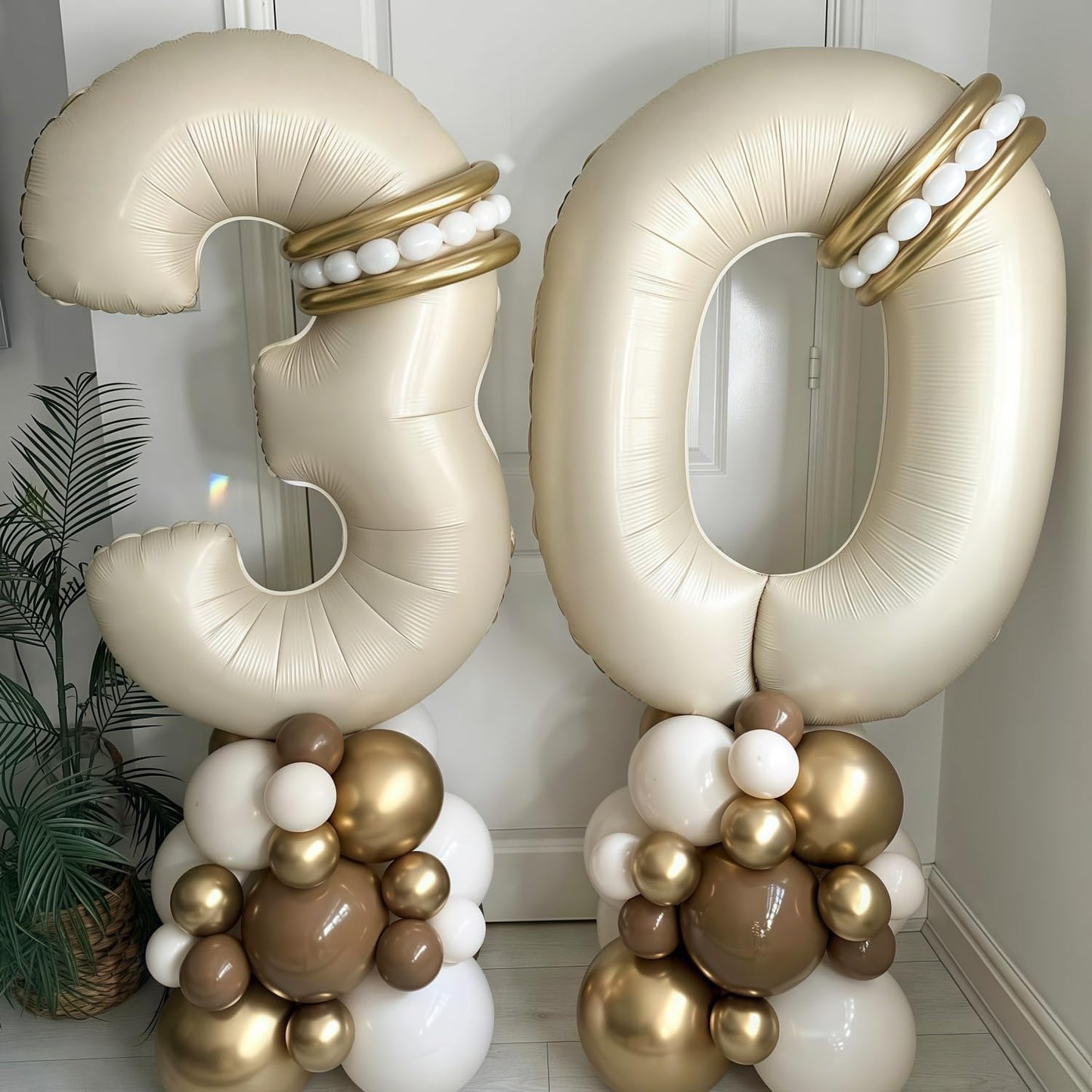 Cream 4 Balloon Number 40 Inch Cream White Number 4 Balloon Helium Mylar 4 Balloon for Birthday Party Decoration