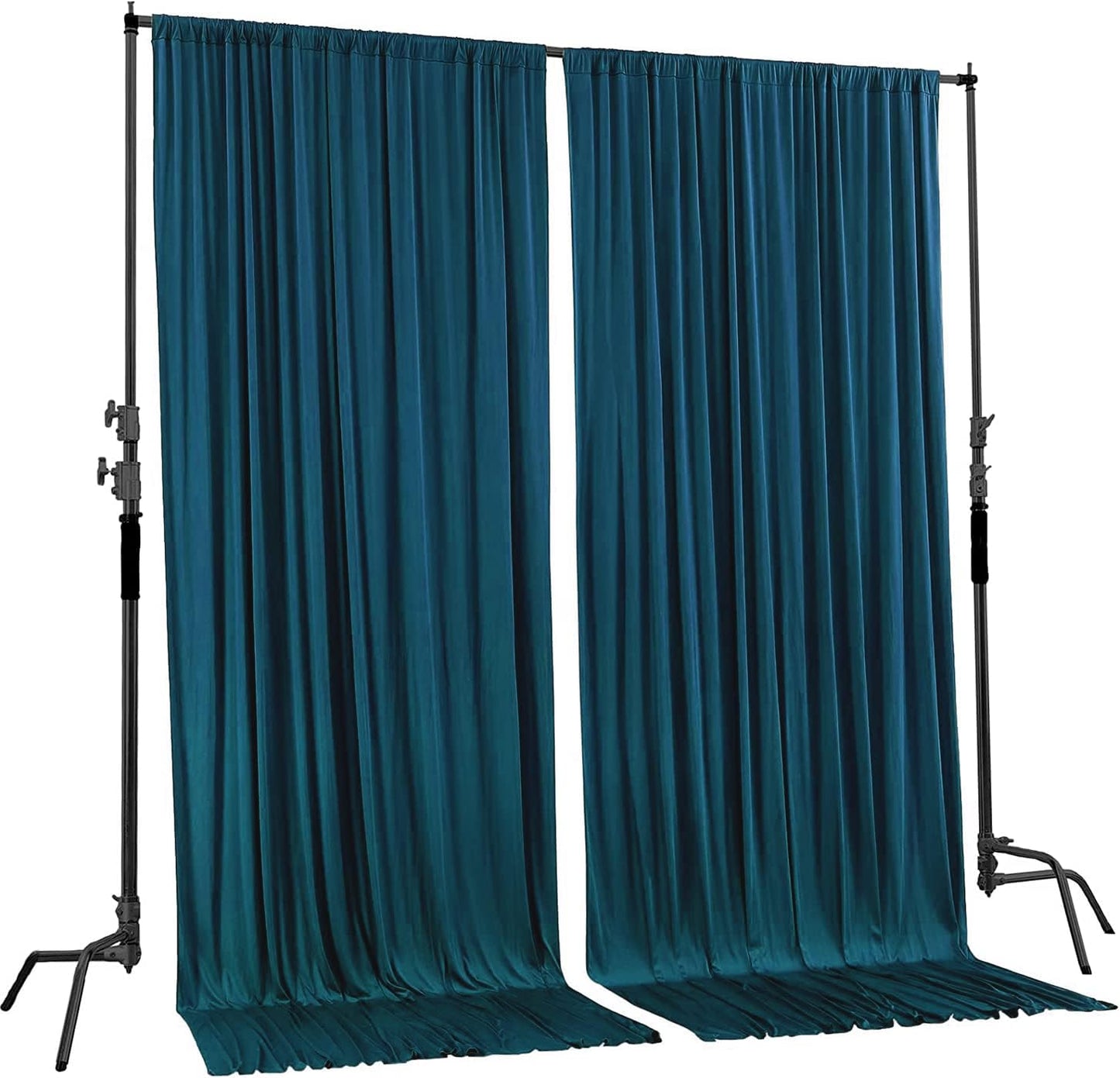AK TRADING CO. 10 feet x 10 feet Dark Teal IFR Polyester Backdrop Drapes Curtains Panels with Rod Pockets - Wedding Ceremony Party Home Window Decorations