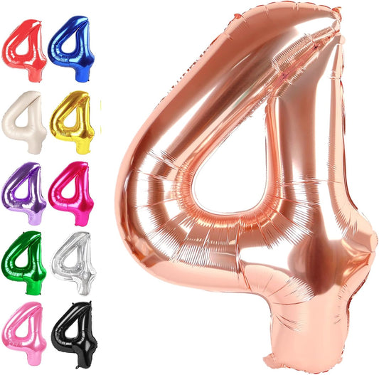 40 Inch Rose Gold Large Number 4 Balloons, Giant Foil Number Four 14 24 34 40 44 Balloons, Rose Gold Mylar Big Balloon for Anniversary Graduation Decorations