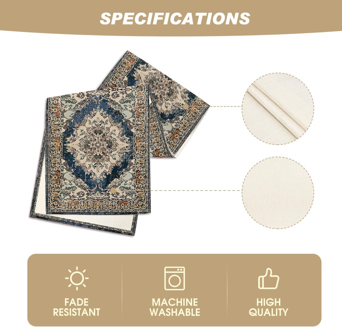 Artoid Mode Boho Bohemia Style Black Table Runner, Country Rustic Farmhouse Magical Fall Kitchen Dining Table Decoration for Home Party Decor 13x72 Inch