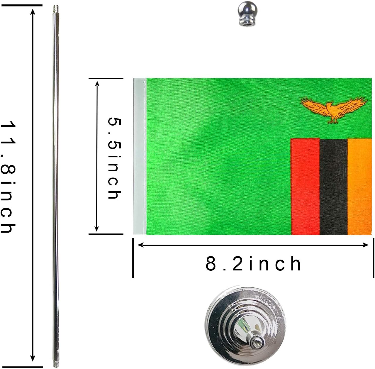 GentleGirl.USA Zambia Table Flags,Stick Small Mini Zambian Flag Office Desk Flag on Stand with Stand Base, International Festival Decoration,Zambian Theme Party Decoration,Home Desk Decoration