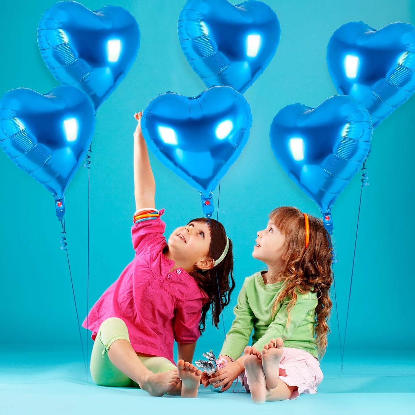 24 Pcs Blue Heart Foil Balloons, 18 Inch Love Shapes for Birthday, Wedding, Engagement, Baby Shower, Valentine's Day Decorations