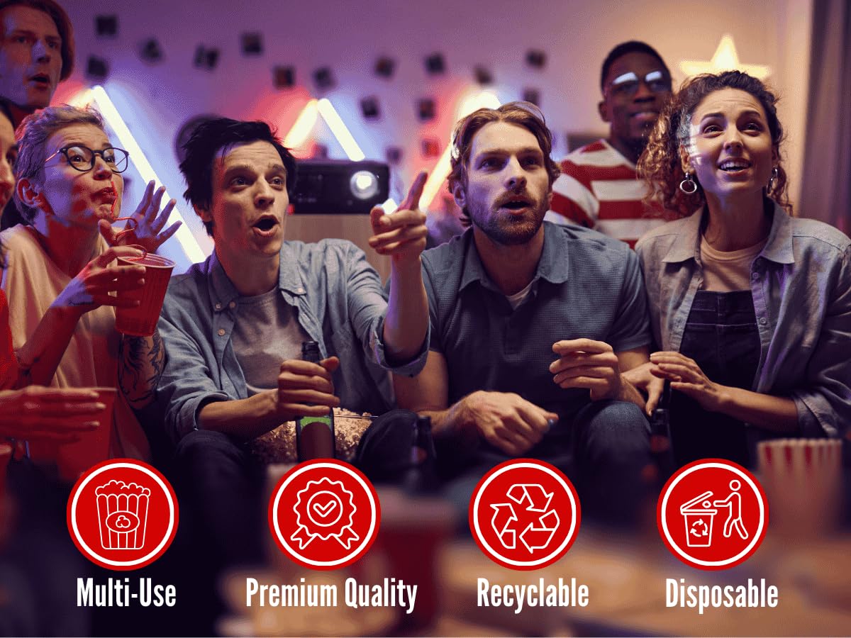 ZEEGO0 100-Pack Popcorn Boxes, Sturdy and Durable Popcorn Bucket, 7.75in Tall Large Capacity Containers, Cups & Bowls, Convenient Movie Night Supplies, Perfect for Families, Parties, Carnivals