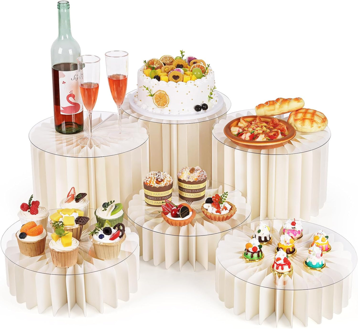 6 Pcs Buffet Risers, Food Risers for Buffet Table, White Food Display Risers for Party Buffet Risers and Stands for Show Catering Desserts, Food, Jewelry (6 Pcs)