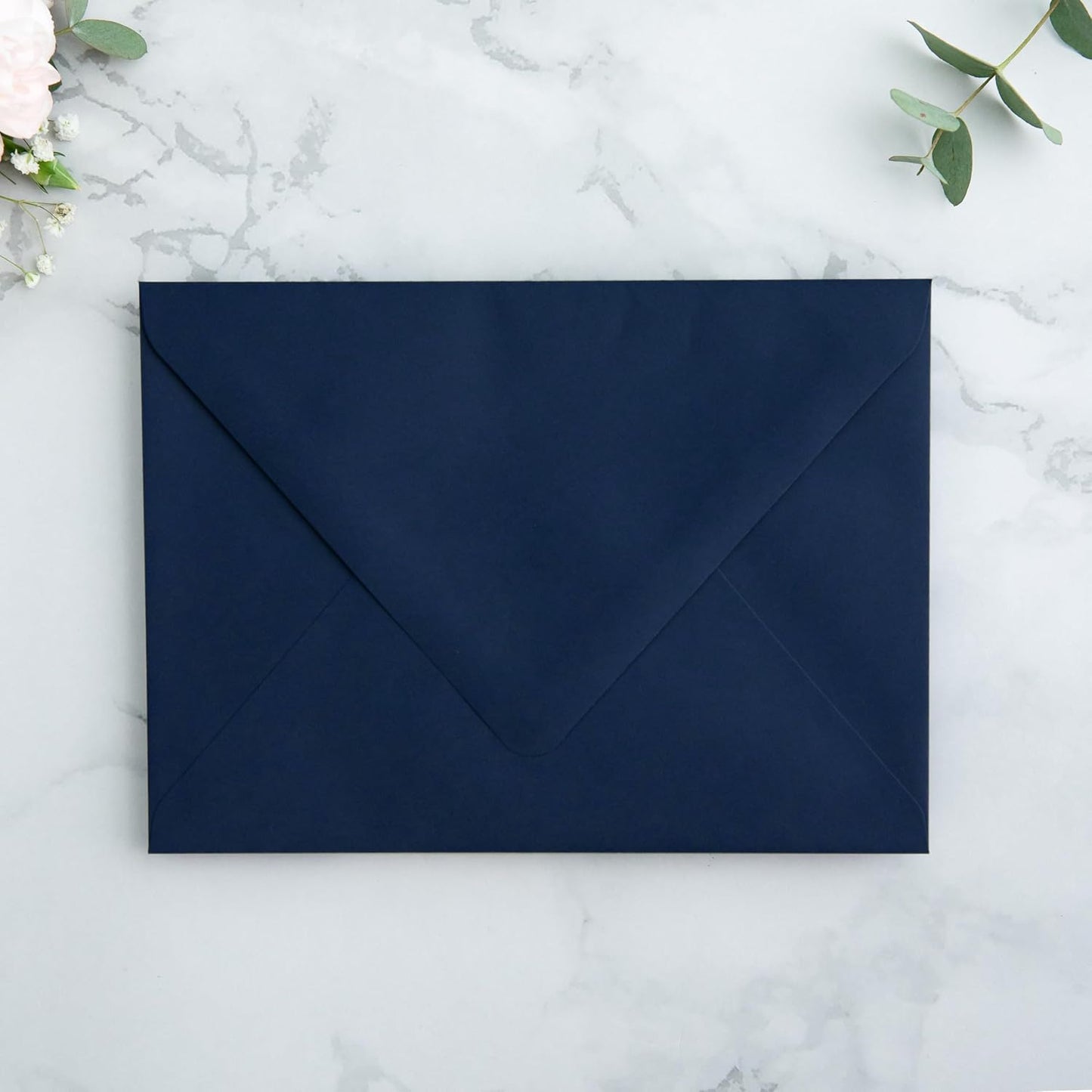 PONATIA 50PCS A7 Euro Flap Envelopes, 5.25 x 7.25'' Liner Envelope For 5x7'' Weddings Invitation Cards, Christmas Gift Cards, Acrylic Invitations, Photos (Navy Blue)