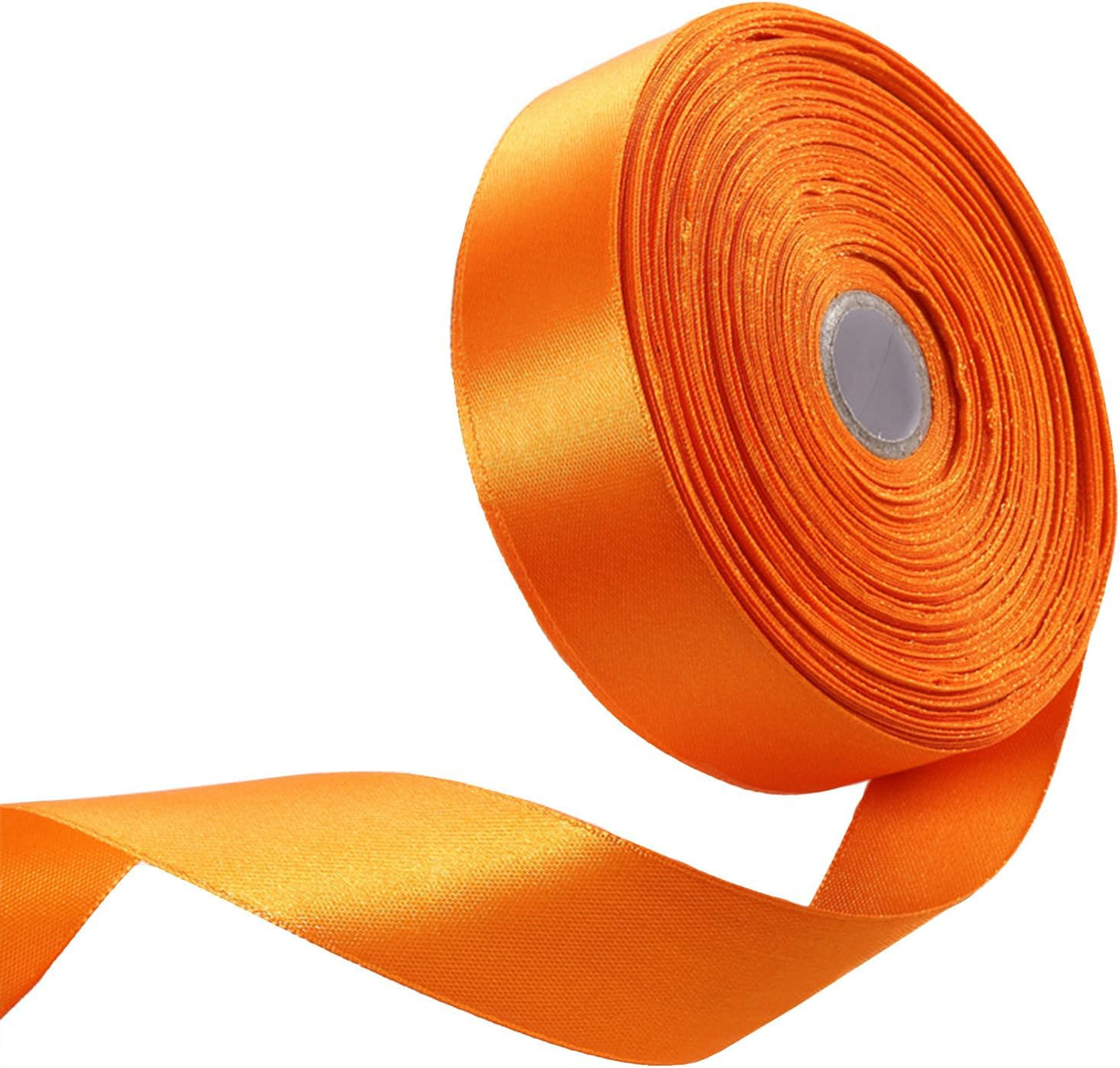1" x 50 Yards Autumn Orange Satin Ribbon Single Faced Fabric Ribbons for Gift Wrapping, Crafting, Bows Making, Flower Bouquet, Wedding, Home Decor