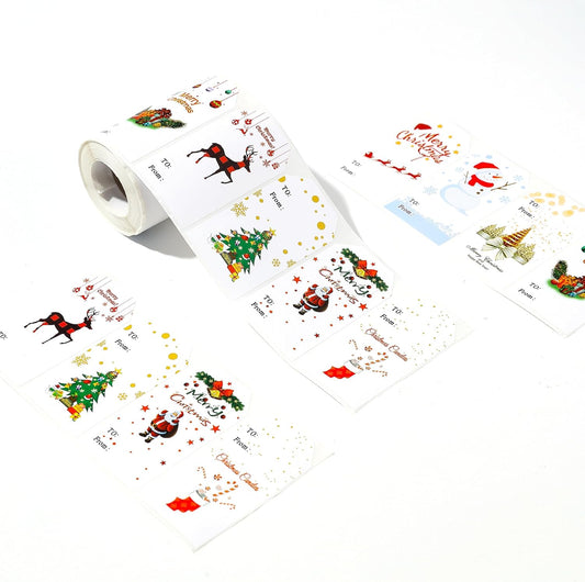 300 Pieces Christmas Gift Tags Sticker Name Tags for Christmas Presents Gift Labels (Inches, 3 x 1.6)