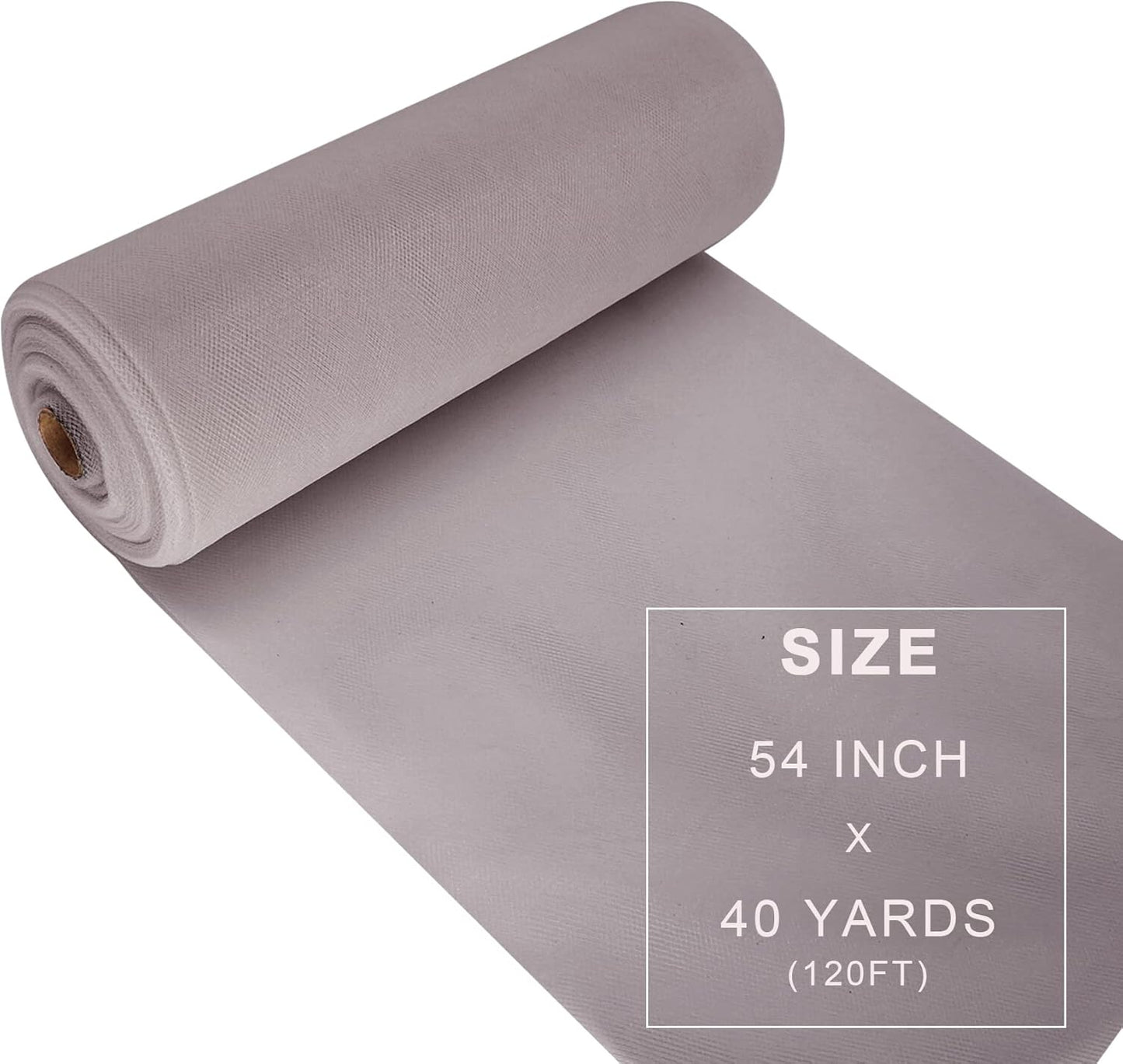 Grey Tulle Fabric Roll Spool Bolt (54 Inch by 40 Yards) Large Tulle Wedding Party Decoration, Tutu Skirt, Table Runner, Gift Wrapping, Bridal Shower, Soft & Drape (Gray)