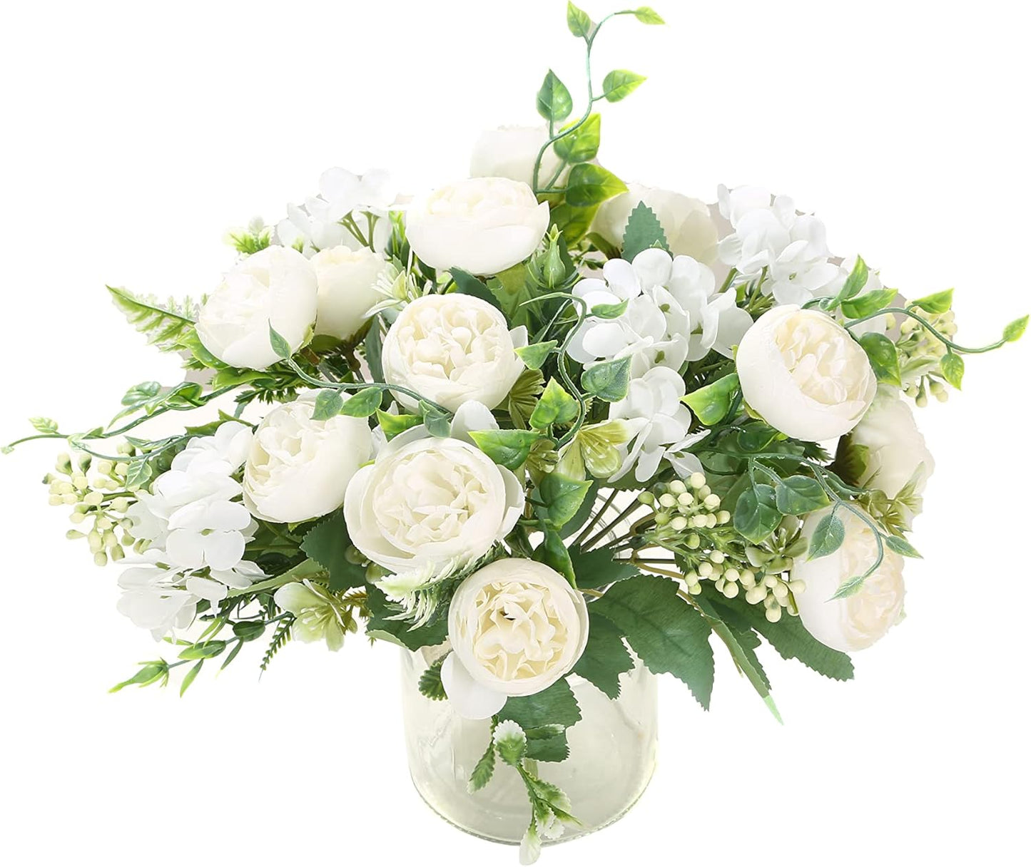 Artificial Flowers Fake Peony Silk Mini Plastic Bridal Flowers for DIY Wedding Bouquets Home Decorations 4 Packs(Cream)