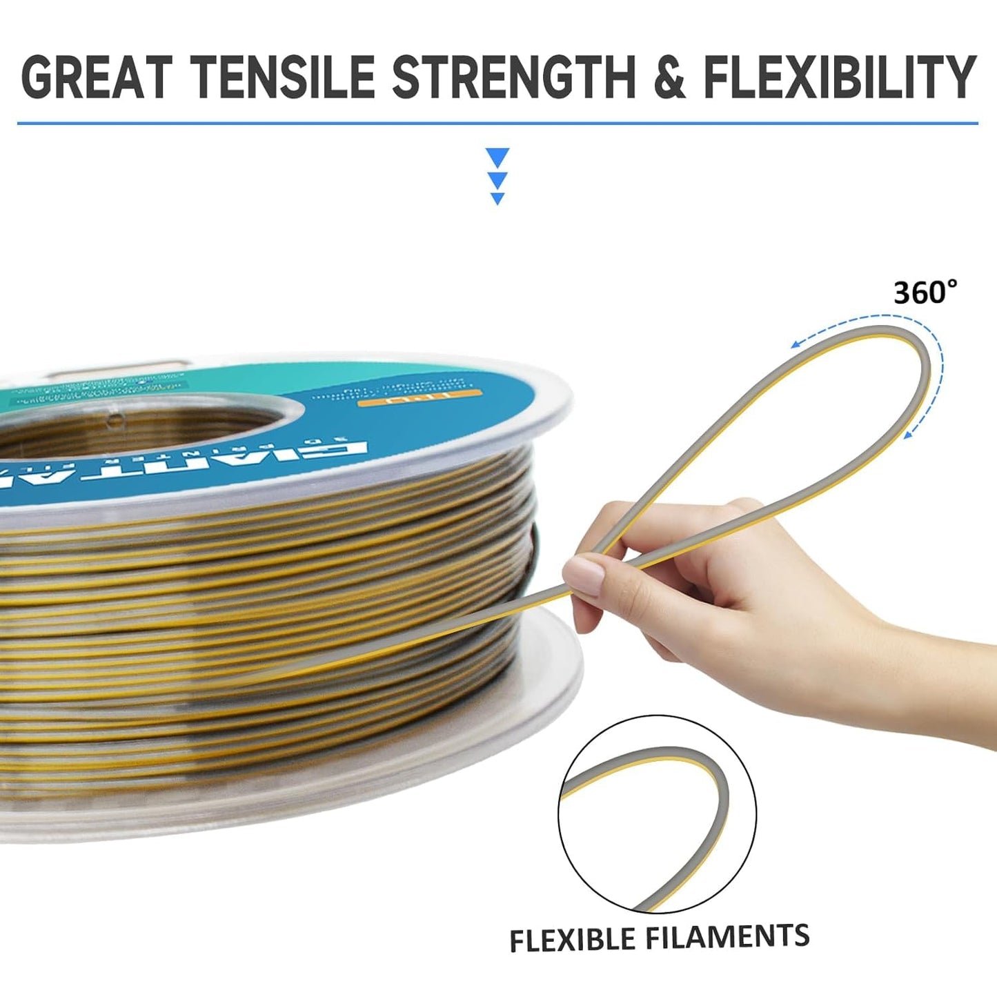 GIANTARM Dual Color PLA Filament, Silk PLA Filament 1.75mm +/-0.02mm,1KG Spool(2.2lbs) Vacuum Packaging, 3D Printing Filaments Fit Most FDM Printer